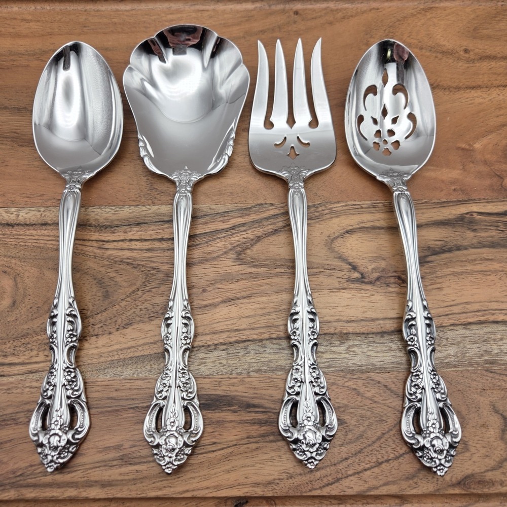 Oneida Cube Michelangelo Serving Set: Meat Fork Casserole Serving Slotted Spoons